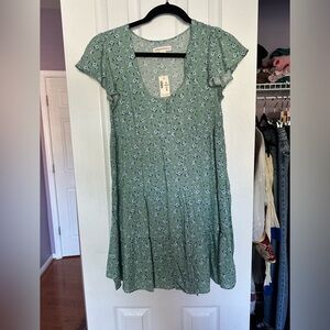 Aeropostale Green Floral Babydoll Dress in size Small